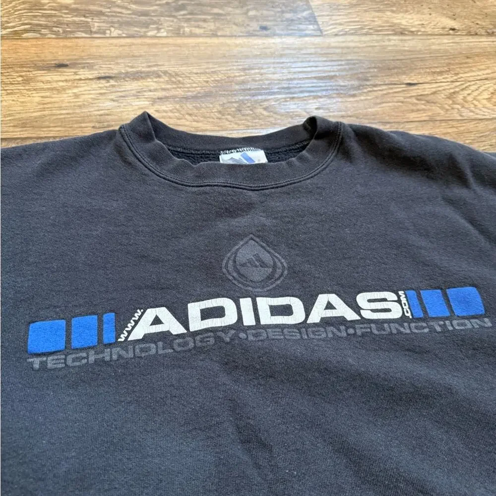 Vintage 90s Adidas Faded Black Crewneck Sweatshirt